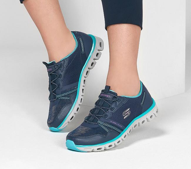 Zapatillas Skechers Mujer - Glide Step Azul Marino OQURJ6978